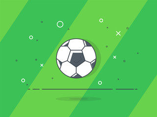 Obraz premium Soccer / football ball. Trendy flat vector on green background.