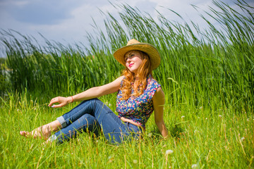 Summer holidays, vacation, travel and people concept - smiling young fashionable woman at travels having fun. Summer holiday idyllic 