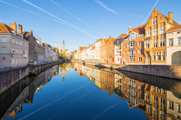 Traditional medieval architecture in the old town of Bruges (Brugge), Belgium