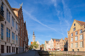 Traditional medieval architecture in the old town of Bruges (Brugge), Belgium
