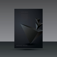 Brochure, flyer or cover design template with abstract black background