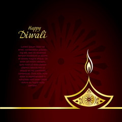 Creative design of burning diwali diya for greeting card. Vector background