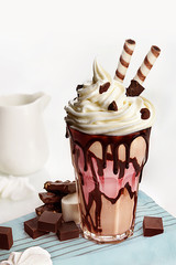 Homemade Cookies and Cream Milkshake in a Tall Glass