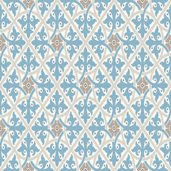 Vintage wallpaper. Modern geometric pattern, inspired by old wallpapers. Nice retro colors - grey beige and faded blue.