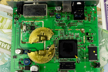 Broken Bitcoin. Cryptocurrency Collapse and fall down. GPU mining system Stop.