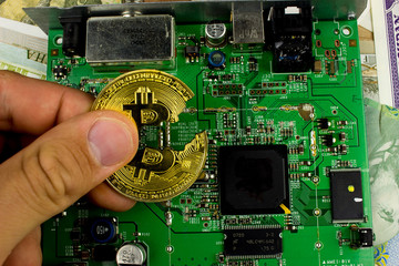 Broken Bitcoin. Cryptocurrency Collapse and fall down. GPU mining system Stop.