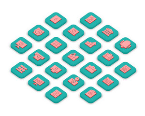 3D isometric icons of business isolated on a background.