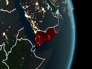 Orbit view of Yemen at night
