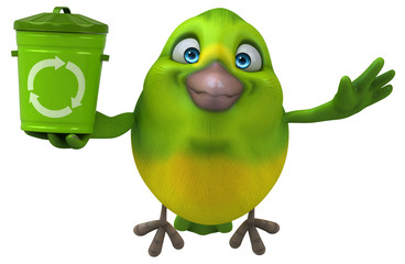 Fun green bird - 3D Illustration