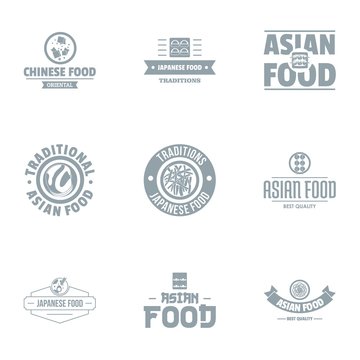 Asian tasty logo set. Simple set of 9 asian tasty vector logo for web isolated on white background
