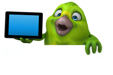 Fun green bird - 3D Illustration