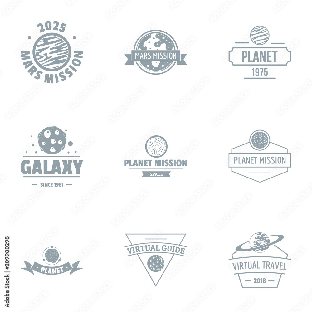 Poster galactic logo set. simple set of 9 galactic vector logo for web isolated on white background