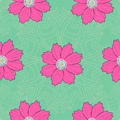 Foto op Plexiglas Seamless pattern with flowers and mandalas, beautiful background © mila_1989