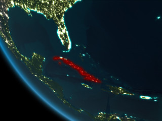 Cuba at night from orbit