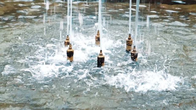 City fountain close-up, city park