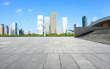 Empty square floor and modern city commercial buildings in shenzhen,China