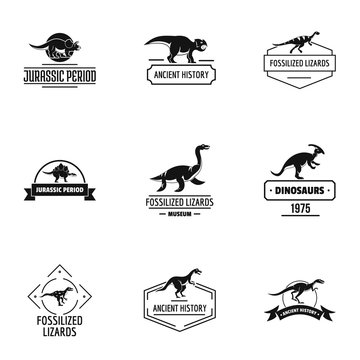 Dino logo set. Simple set of 9 dino vector logo for web isolated on white background