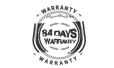 84 days warranty icon vintage rubber stamp guarantee
