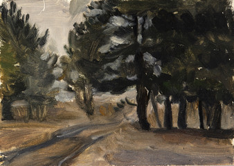 landscape, oil painting, hand made
