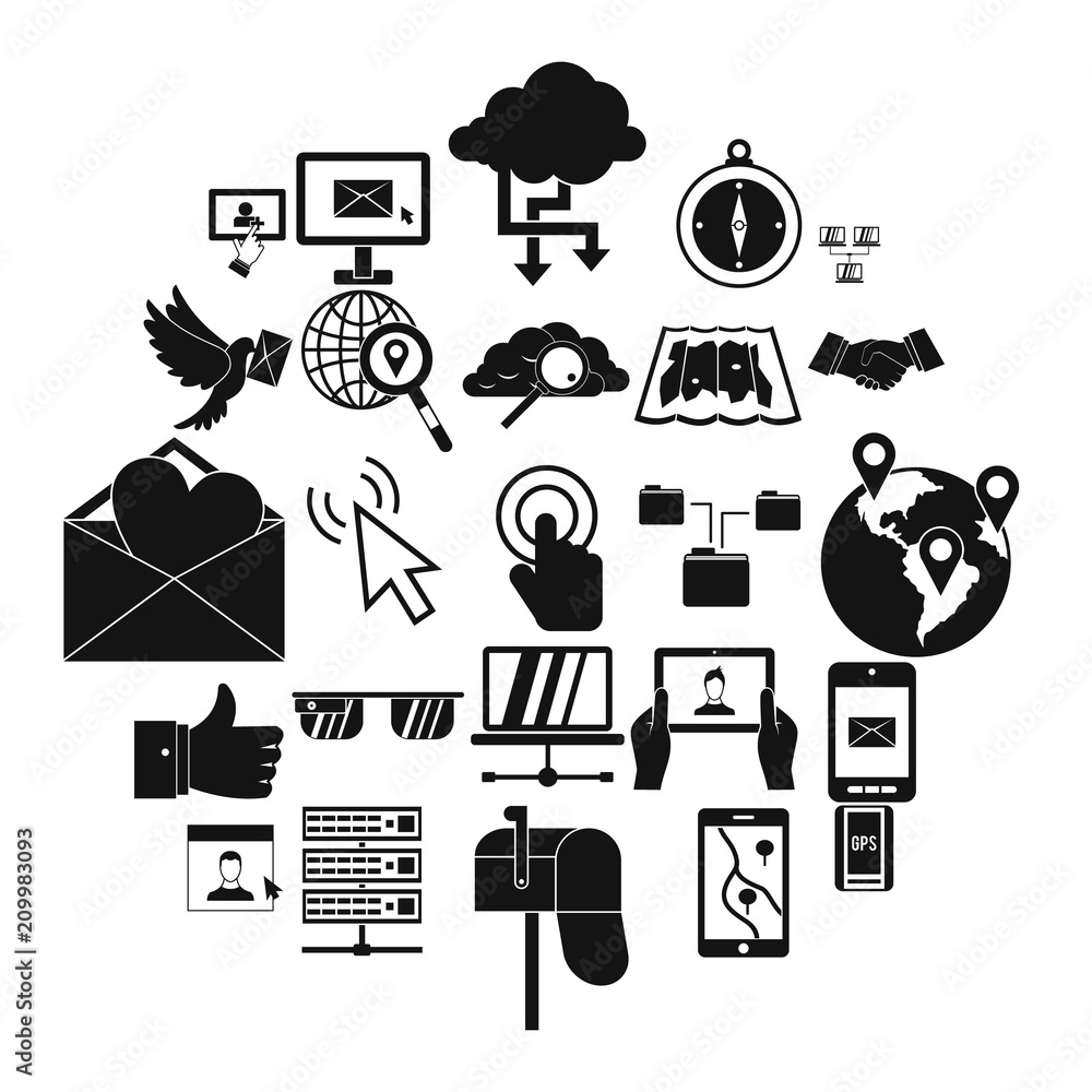 Poster pigeon mail icons set. simple set of 25 pigeon mail vector icons for web isolated on white backgroun