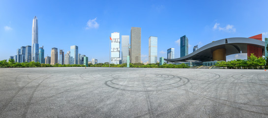 Asphalt square and modern city commercial buildings in shenzhen,China