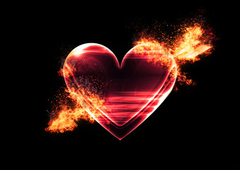 ハートに刺さった炎の矢