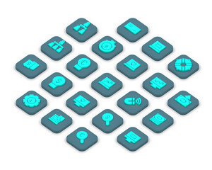 3D isometric icons of business isolated on a background.
