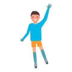 Goalkeeper want ball icon. Flat illustration of goalkeeper want ball vector icon for web design