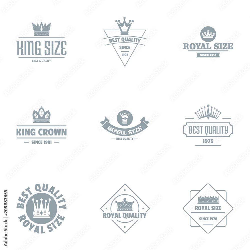 Poster king size logo set. simple set of 9 king size vector logo for web isolated on white background