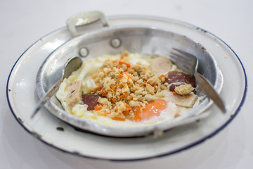 Eggs pan breakfast.