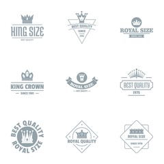 King size logo set. Simple set of 9 king size vector logo for web isolated on white background