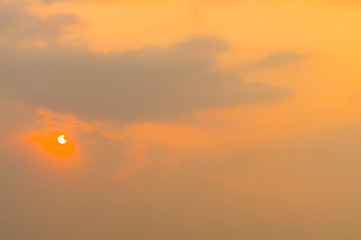 of Vibrant cloudy sky at dusk dawn daytime. Travel, Vacation,Holiday, freedom, simplicity Concept.