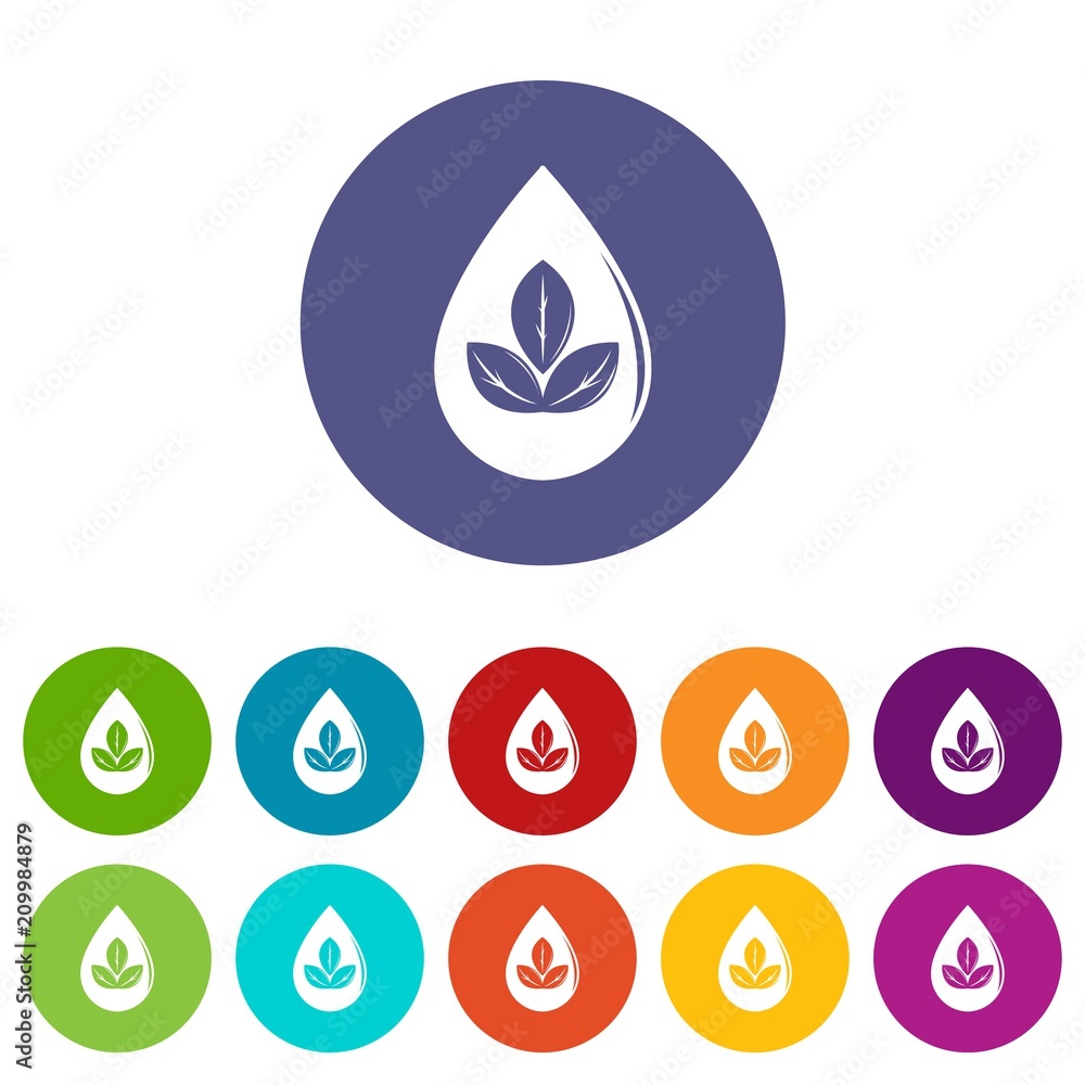 Poster drop eco icons color set vector for any web design on white background