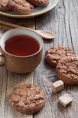 Chocolate cookies and tea
