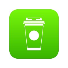 Paper coffee cup icon digital green for any design isolated on white vector illustration