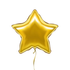 Realistic Detailed 3d Golden Star Balloon. Vector