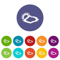 Cloud sun icons color set vector for any web design on white background