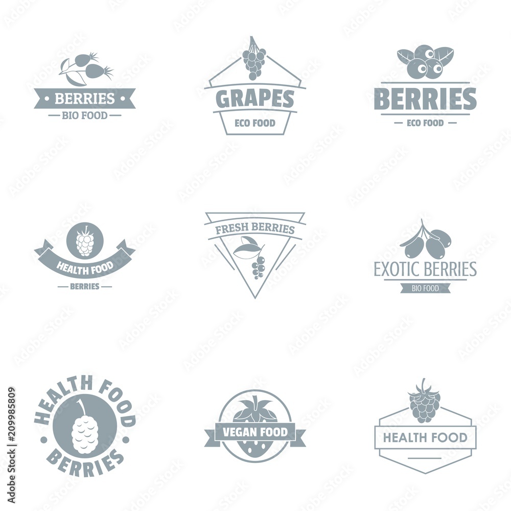 Aufkleber grapes logo set. simple set of 9 grapes vector logo for web isolated on white background
