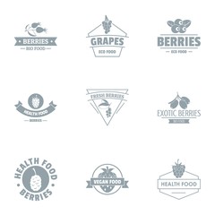 Grapes logo set. Simple set of 9 grapes vector logo for web isolated on white background