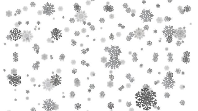 video with snowflakes falling down isolated on white background