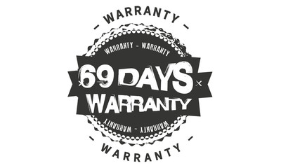 69 days warranty icon vintage rubber stamp guarantee