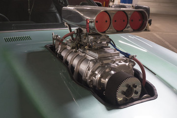 Turbo charger on race car engine