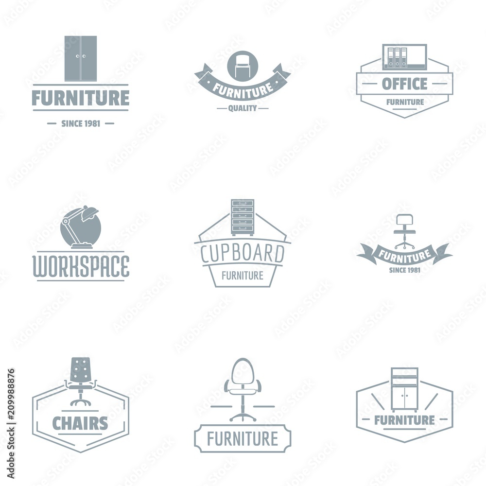 Poster work location logo set. simple set of 9 work location vector logo for web isolated on white backgrou
