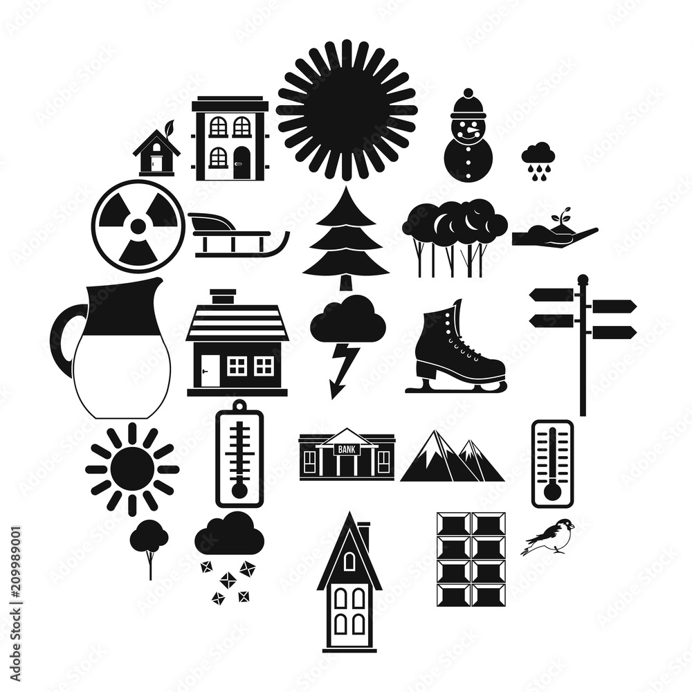 Poster chalet icons set. simple set of 25 chalet vector icons for web isolated on white background