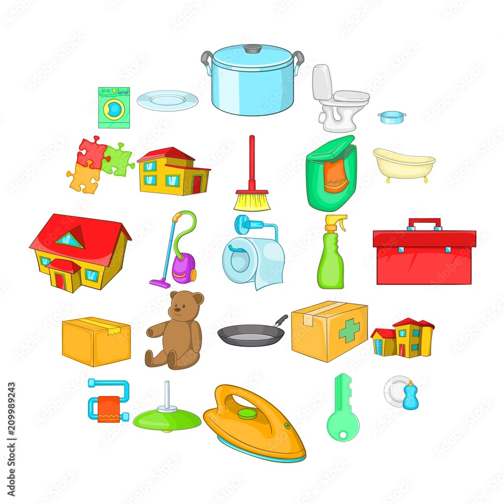 Poster comfy icons set. cartoon set of 25 comfy vector icons for web isolated on white background