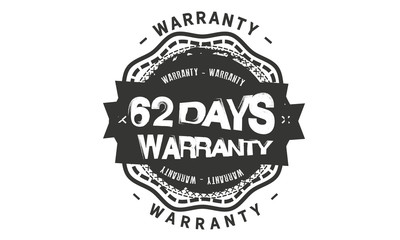 62 days warranty icon vintage rubber stamp guarantee