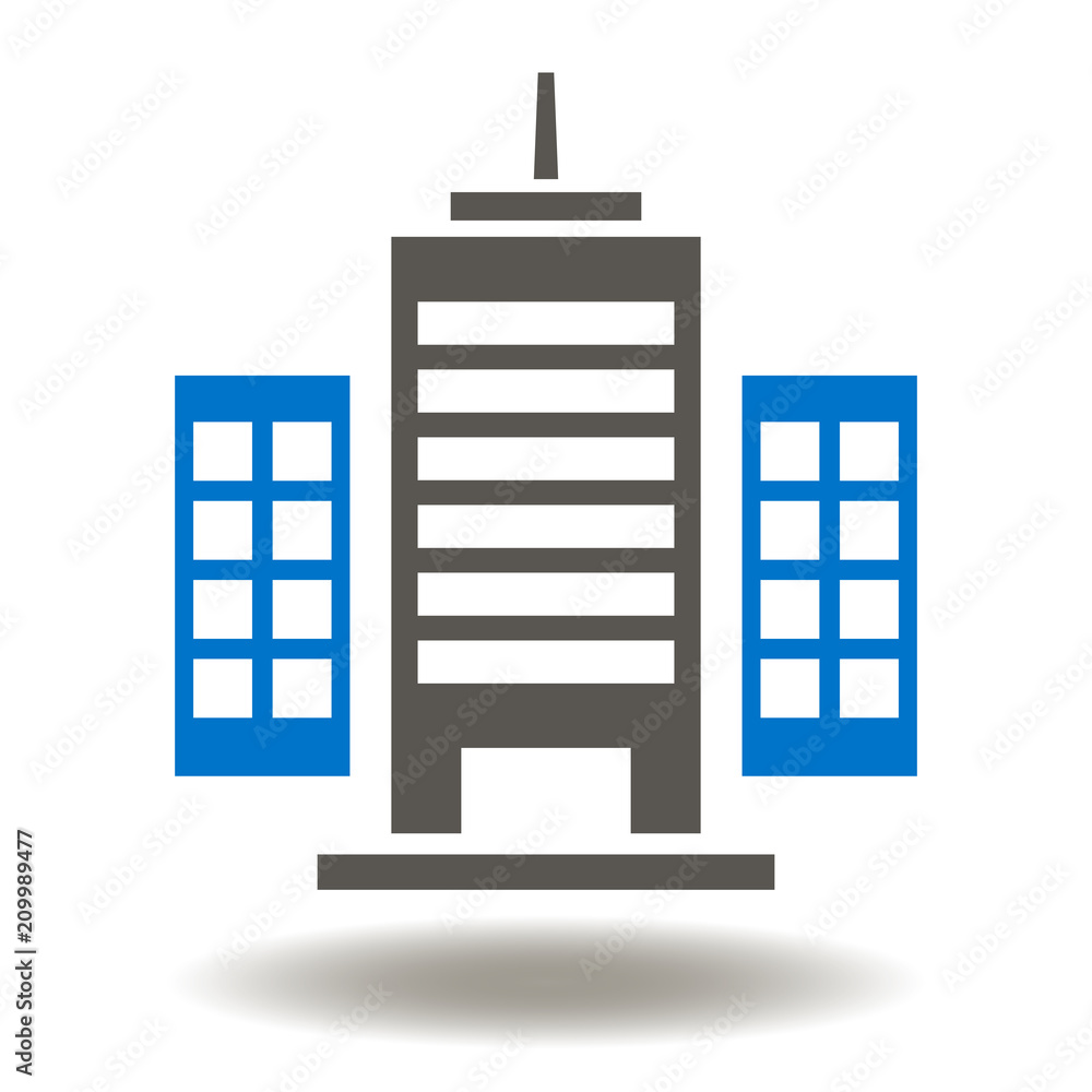Poster building apartment skyscraper tower architecture icon vector. business build illustration. infrastru
