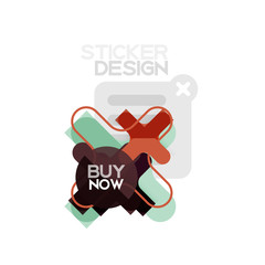 Flat design cross shape geometric sticker icon, paper style design with buy now sample text, for business or web presentation, app or interface buttons