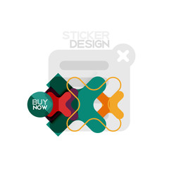 Flat design cross shape geometric sticker icon, paper style design with buy now sample text, for business or web presentation, app or interface buttons