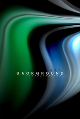 Fluid liquid colors design, colorful marble or plastic wavy texture background, glowing multicolored elements on black, for business or technology presentation or web brochure cover design, wallpaper